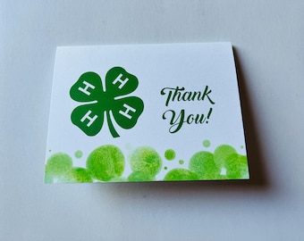 4H Thank You notecards, A2 notecard pack, A2 notecard, 4H notecards, 4H, Green, Clover, Thank you cards, 10 cards (envelopes included)