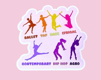 Adesivo de dança, adesivo de vinil à prova d'água, adesivo de dança, dançarina, adesivo colorido, adesivo para laptop, jazz, balé, lírico, hip hop, menina