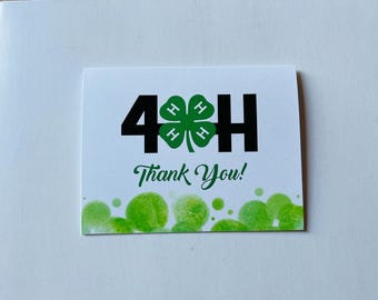 4H Thank You notecards, A2 notecard pack, A2 notecard, 4H notecards, 4H, Green, Clover, Thank you cards, 10 cards (envelopes included)