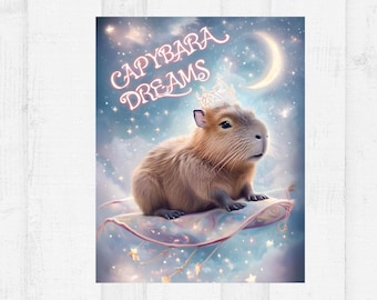 Capybara | Capybara Art | Capybara Wall Art | Girls Room | Capybara Print | Digital Art Print | Printable Wall Art | Kids Wall Art