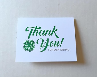 4H Thank You notecards, A2 notecard pack, A2 notecard, 4H notecards, 4H, Green, Clover, Thank you cards, 10 cards (envelopes included)