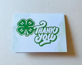 4H Thank You notecards, A2 notecard pack, A2 notecard, 4H notecards, 4H, Green, Clover, Thank you cards, 10 cards (envelopes included)