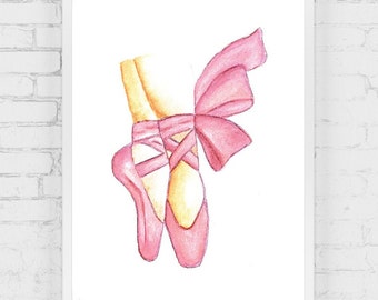 Arte mural de ballet, arte mural de danza, impresión de danza, bailarina, regalo de danza, arte de danza, zapatillas de ballet, zapatos de baile