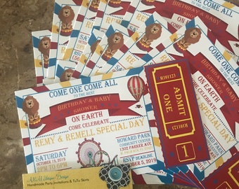 Invitaciones de cumpleaños/baby shower del tema del circo