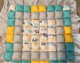 Nombre bordado e iniciales Baby Boy Puff Blanket