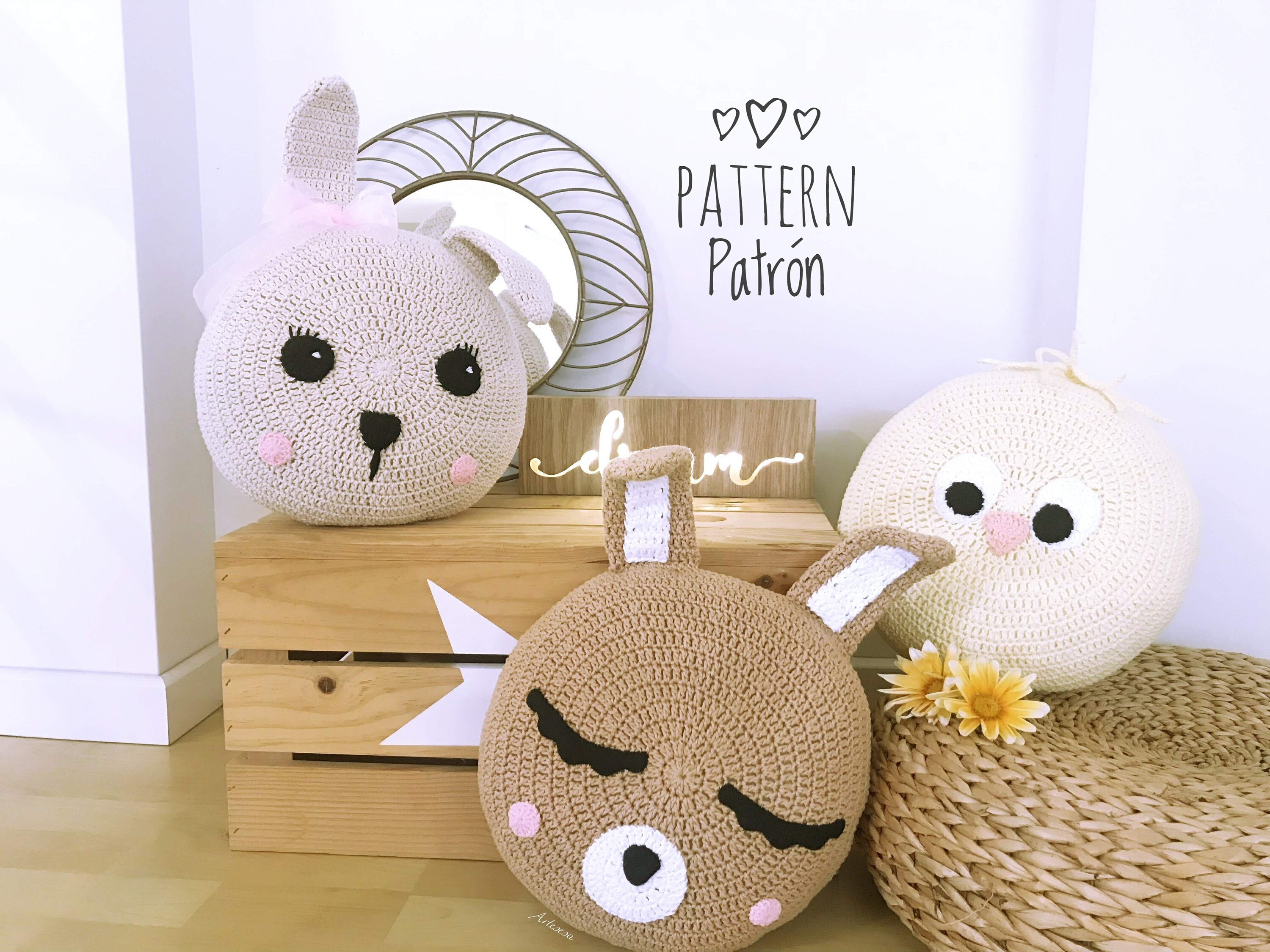 Crochet pattern Animal cushions pattern Crochet cushion Etsy