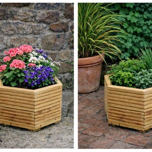 Decking Hexagonal garden Trough Planter Flower, Herbs, Vegetables 33cm high   (free delivery)