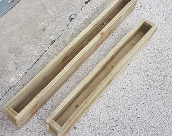 Rough Sawn Wooden 10cm wide x 10cm high window box designed for narrow spaces - various lengths (Free delivery)