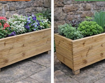 Handcrafted Decking Trough Planter, Herb Vegetable Flower Box, Sustainable Timber Liner