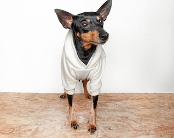 Handmade Cream Fleece Lined Dog Hoodie: Tripod Friendly