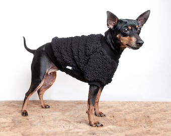 Dog  fleece sweater, Puppy jumper, Handmade teddy fleece sweatshirt for dogs, black Tripod friendly. Suitable for small to large dogs