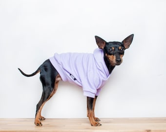 Handmade Lilac Dog Hoodie: Fleece Lined Cotton Sweater