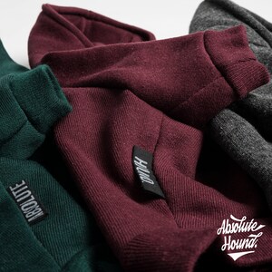 Dog Hoodie / Dog hooded sweater Handmade fleece lined hoodie for dogs Dark Green. Tripod friendly image 8