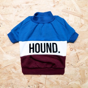 Handmade Fleece Dog Sweater: Color Block Hound Print