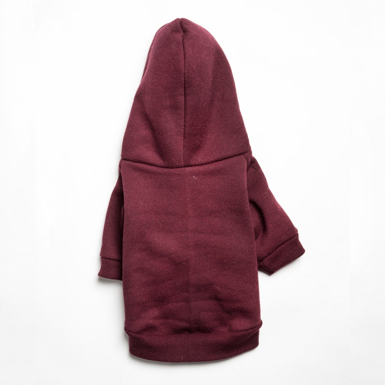 Dog Hoodie / Dog hooded sweater Handmade fleece lined hoodie for dogs Maroon. Tripod friendly image 4