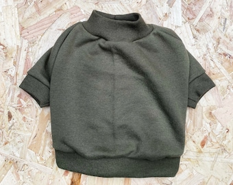 Dog Sweater / Dog jumper - Handmade fleece lined sweatshirt for dogs - Khaki Green. Tripod friendly