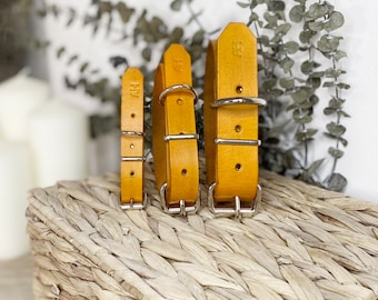 Handmade Yellow Leather Dog Collar: Small to Large Dogs
