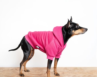 Pink Dog Hoodie: Handmade Fleece-Lined Puppy Sweater