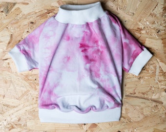 Dog T-shirt vest Tie dye, Handmade gift for dogs and puppies in pink, Tripod friendly. Suitable for small to large dogs