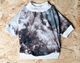 Handmade Tie Dye Dog T-Shirt: Meteor Grey Cotton Vest