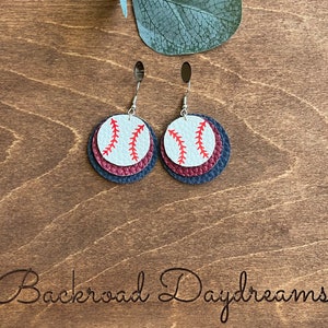 Baseball Earrings, Custom Baseball Earrings, Personalized Baseball Earrings, Faux Leather Baseball Earrings, Faux Leather Earrings