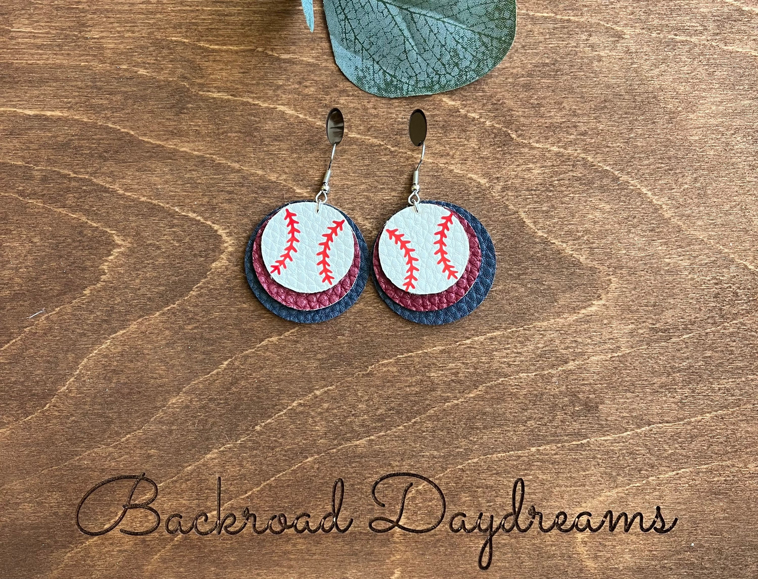  ENVYOU Baseball Stud Earrings 925 Sterling Silver