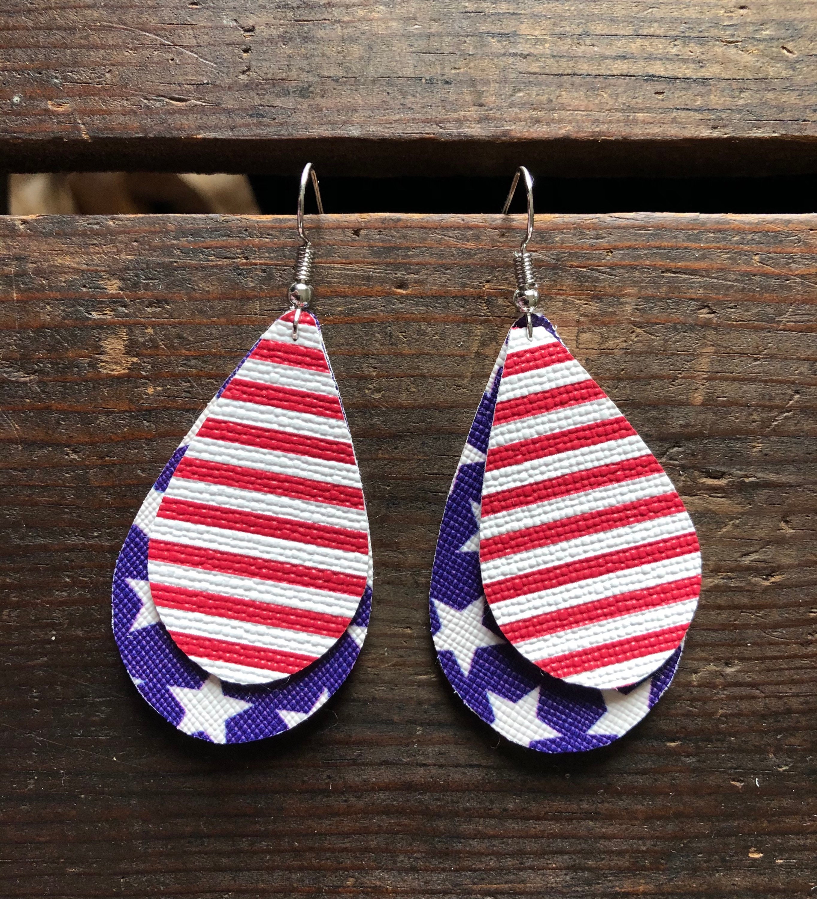 Independence Day Earrings Spiral American Flag Acrylic Earrings for Women  Fourth of July Tie Dye Star Teardrop Earrings