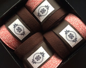 brown and pink with flowers fleece polo bandages