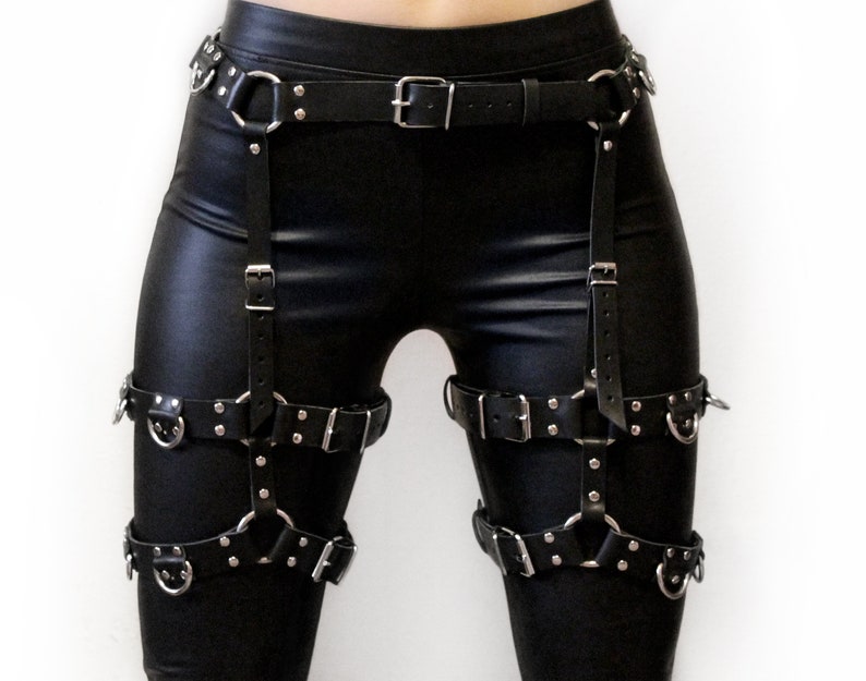 Waist To Thigh Harness Leather Garters Leg Harness Bottom