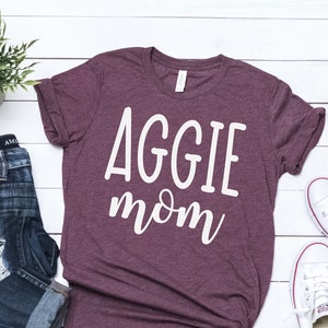 Aggie mom shirt, game day shirt, Texas A&M shirt, vinyl shirt, crew neck triblend tee, color options, Aggie Football game day shirt