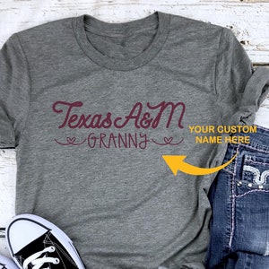 Aggie custom name shirt for her, game day shirt, Texas A&M shirt, Texas Aggies shirt, crew neck triblend tee, color options, Aggie Football