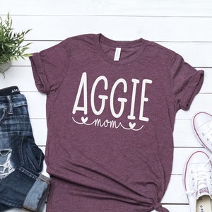 Aggie mom shirt, game day shirt, Texas A&M shirt, vinyl shirt, crew neck triblend tee, color options, Aggie Football game day shirt