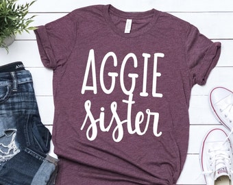 Chemise sœur Aggie, chemise du jour du match, chemise Texas A&M, chemise en vinyle, tee-shirt triblend à col d’équipage, options de couleur, chemise du jour du match Aggie Football