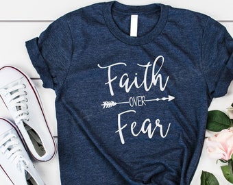 Faith over Fear Ladies Graphic Tee, crew neck or v neck triblend tee, color options, Ladies tee, Womens Tee, Christian graphic tee
