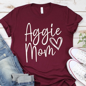 Aggie mom shirt, game day shirt, Texas A&M shirt, Texas Aggies shirt, crew neck triblend tee, color options, Aggie Football game day shirt