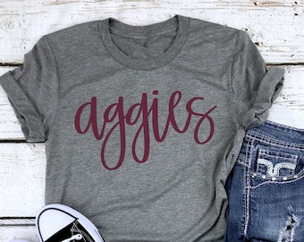 Aggies shirt, game day shirt, Texas A&M shirt, vinyl shirt, crew neck triblend tee, color options, Aggie Football game day shirt