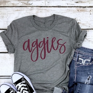 Aggies shirt, game day shirt, Texas A&M shirt, vinyl shirt, crew neck triblend tee, color options, Aggie Football game day shirt