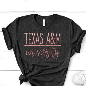 Texas ATM University rose gold shirt, game day shirt, Texas A&M shirt, vinyl shirt, crew neck triblend tee, color options, Aggie Football