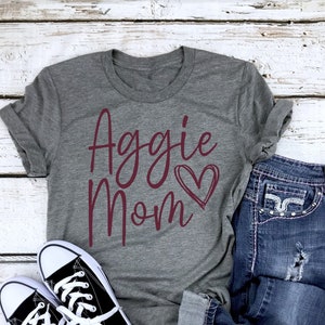 Aggie mom shirt, game day shirt, Texas A&M shirt, Texas Aggies shirt, crew neck triblend tee, color options, Aggie Football game day shirt