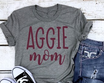 Aggie mom shirt, game day shirt, Texas A&M shirt, vinyl shirt, crew neck triblend tee, color options, Aggie Football game day shirt