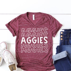 Aggies Texas A&M shirt, game day shirt, Texas Aggies shirt, screen print shirt, v neck triblend tee, color options, Aggie Game Day Shirt