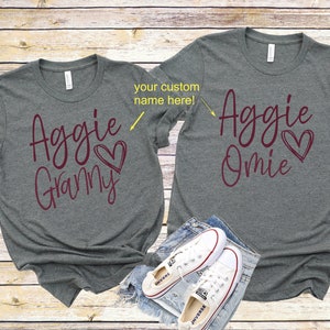 Aggie custom name shirt for her, game day shirt, Texas A&M shirt, Texas Aggies shirt, crew neck triblend tee, color options, Aggie Football