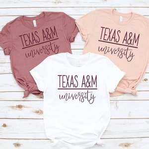 Texas ATM University rose gold shirt, game day shirt, Texas A&M shirt, vinyl shirt, crew neck triblend tee, color options, Aggie Football