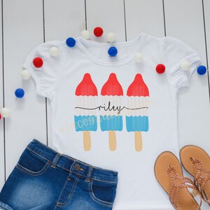Girls Patriotic Popsicle Shirt, 4th of July Shirt, Toddler Patriotic Shirt, Toddler Summer shirt, Patirotic Sublimation shirt