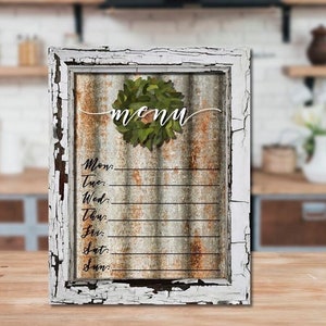 Dry Erase Weekly Menu Board, 8x10, personalized Menu Board, Farmhouse Menu Board, Dry Erase Menu, Meal Planner, Magnetic Menu, Meal Prep