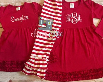 toddler or little girl christmas dress or outfit valentines day dress monogrammed red ruffle dress - Toddler Girls Christmas Dress toddler or little girl christmas dress or outfit valentines day dress monogrammed red ruffle dress - Toddler Girls Christmas Dress