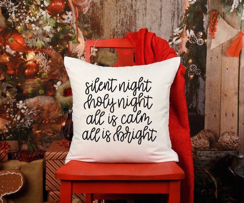 Silent Night Holy Night Pillow Cover Christmas Decor Etsy