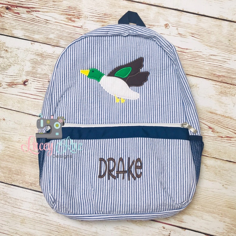 Mallard Duck Boys Seersucker Preschool Backpack Boys Etsy