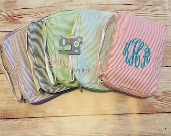 Monogrammed Seersucker Bible Cover, Personalized Seersucker Bible Case