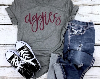 Aggies shirt, Unisex Game Day Tee, Texas A&M Football Crewneck, TriBlend, Officially Licensed Collegiate Product